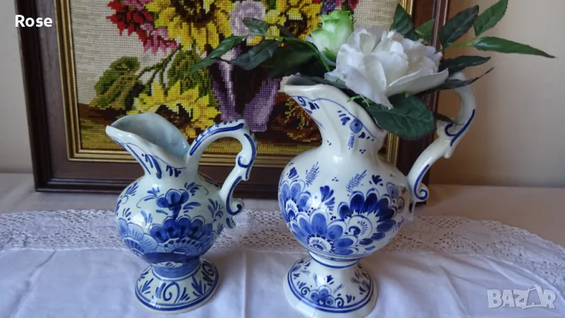 Кани- вази стил Арт Деко delft blue Нolland hand painted                                            , снимка 1