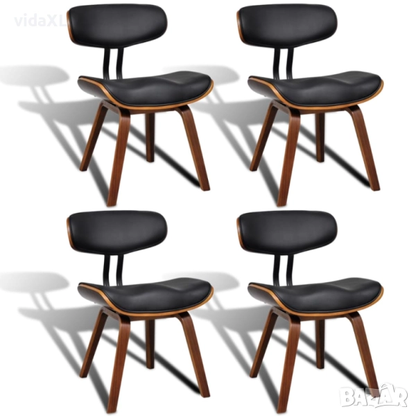 vidaXL Трапезни столове, 4 бр, извито дърво и изкуствена кожа(SKU:270550), снимка 1