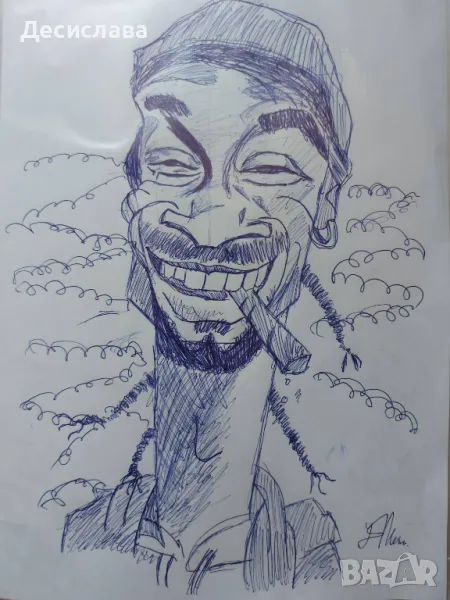 Рисунка с химикал Карикатура Снууп Дог Snoop Dogg, снимка 1