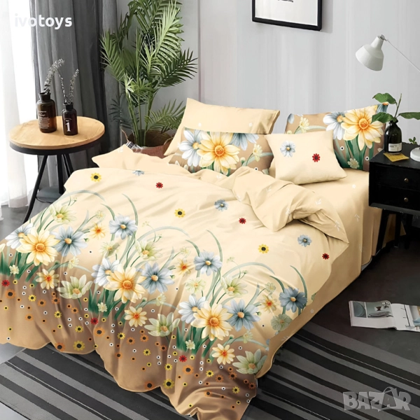 Двулицево спално бельо с ластик, 6 части - Модел WS17711, снимка 1