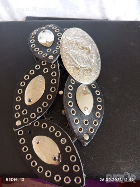 Кожен колан с капси и красива катарама тока 31156, снимка 1