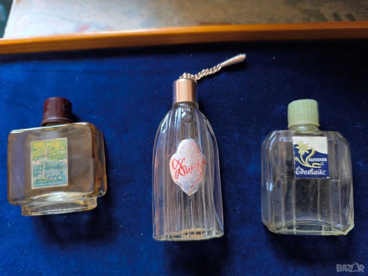 3 старинни антикварни шишета одеколон от соца, снимка 1