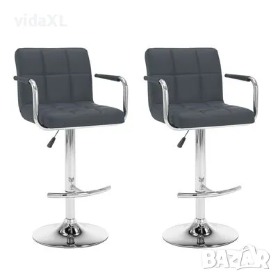 vidaXL Бар табуретки, 2 бр, сиви, изкуствена кожа(SKU:323628), снимка 1