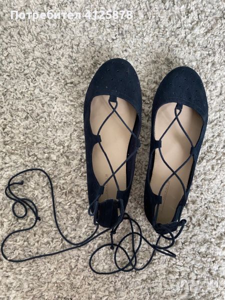 Дамски равни обувки Zara с връзки, снимка 1