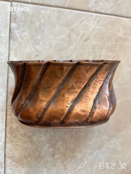 Медни саксии за цветя и свещник от мед  винтидж, снимка 1