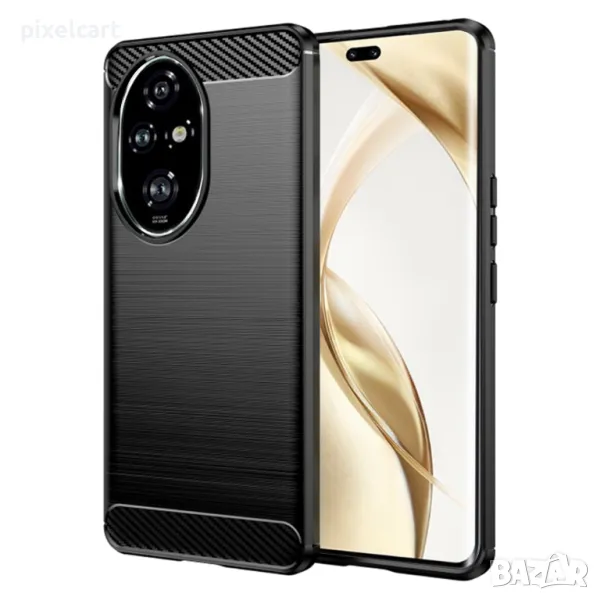 Силиконов Калъф Techsuit Carbon Fibre Brushed за Huawei Honor 200 Pro, Черен, снимка 1