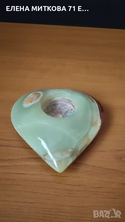 Свещник от естествен оникс във форма на сърце, снимка 1