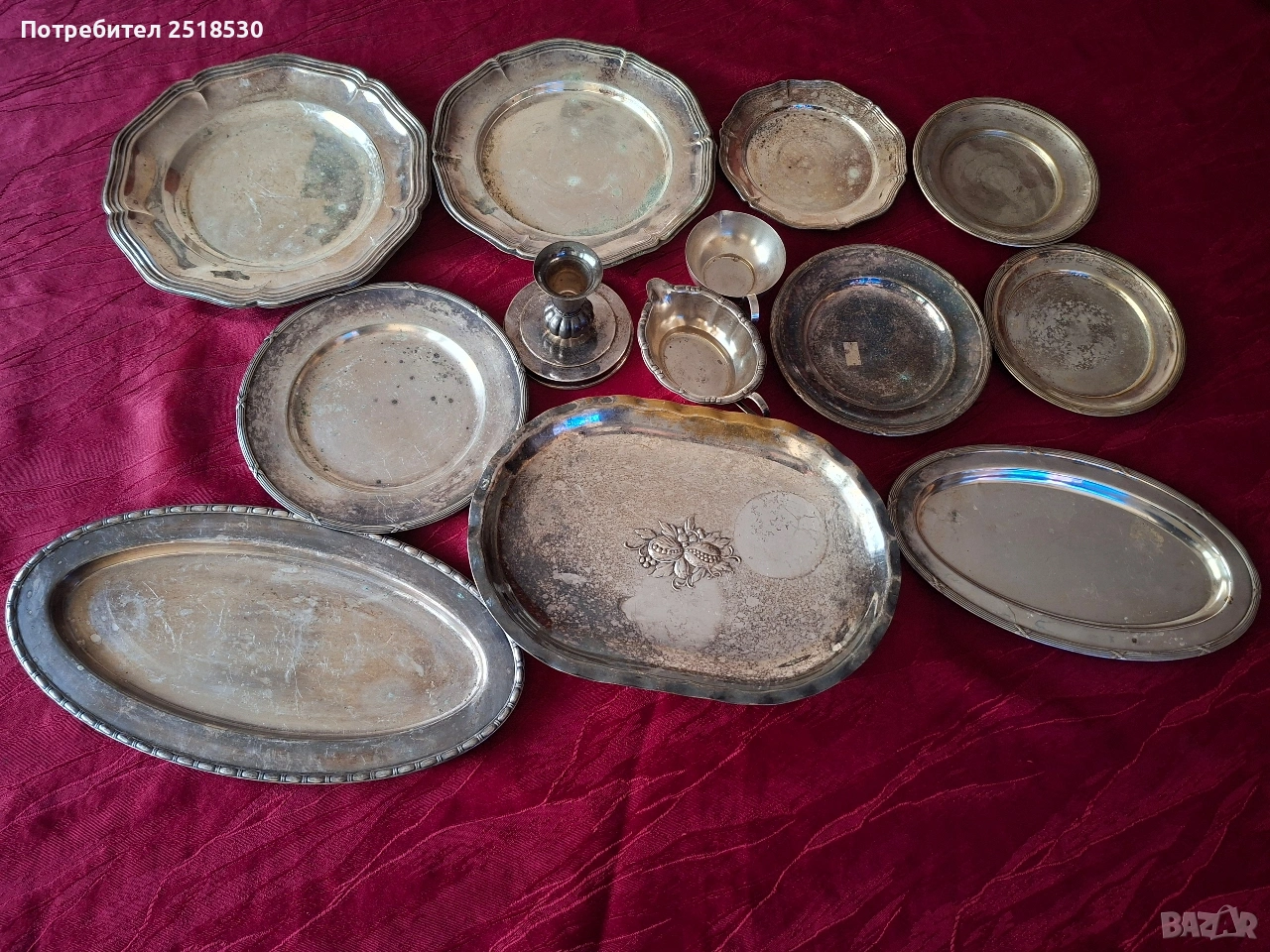 Посребрени старинни съдове, снимка 1