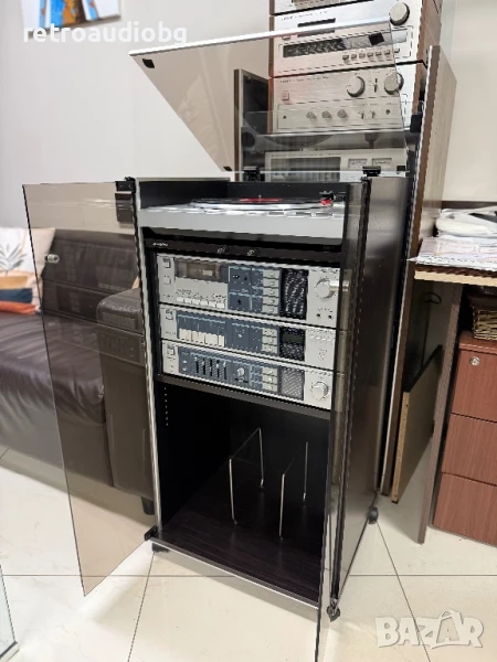 🔊Ретро аудио сет SANYO - усилвател, тунер, дек, грамофон и рак шкаф🔊, снимка 1