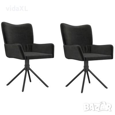 vidaXL Въртящи трапезни столове, 2 бр, черни, кадифе（SKU:330991, снимка 1