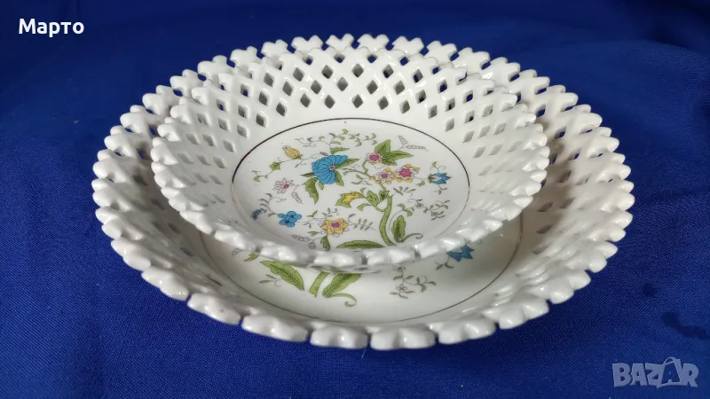 Две чинии за сухи мезета, рязан порцелан, снимка 1