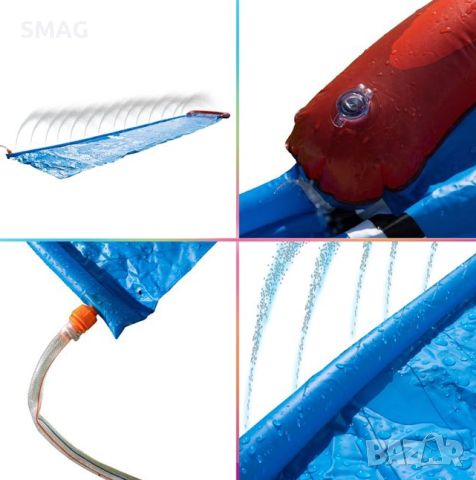 Надуваема водна пързалка синя 488x90cm, снимка 3 - Басейни и аксесоари - 45995895