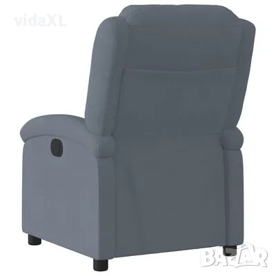 vidaXL Реклайнер стол, тъмносив, кадифе（SKU:371798）, снимка 5 - Масажори - 49422162