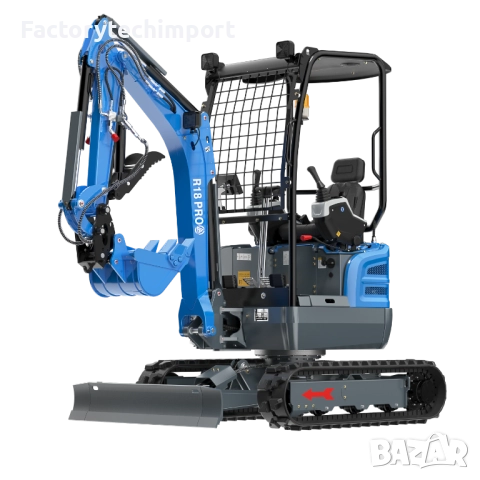 Мини багер RIPPA R18 PRO – KUBOTA (3 цилиндъра) | 1.8т. | 2.42 м копаене | навес |