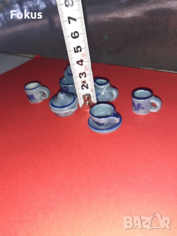 Порцеланов син сервиз миниатюри - порцелан миниатюра, снимка 4 - Антикварни и старинни предмети - 53422544