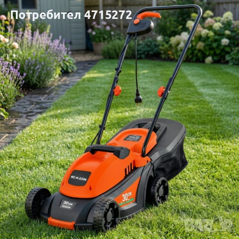 Мощна и лека електрическа градинска косачка 1000W, Кош за трева 35L, Регулируема височина, 3 нива на