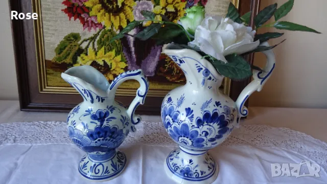 Кани- вази стил Арт Деко delft blue Нolland hand painted                                            , снимка 1 - Вази - 46987468