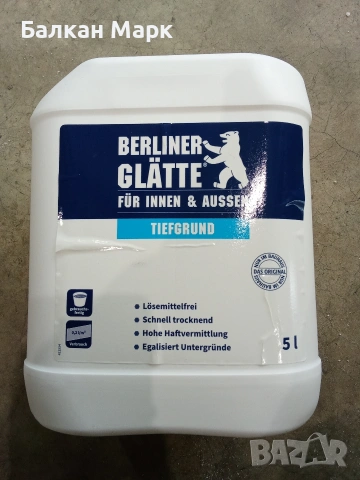 Дълбокопроникващ грунд Berliner Glätte Tiefgrund (5 л), снимка 2 - Бои, лакове, мазилки - 54068363