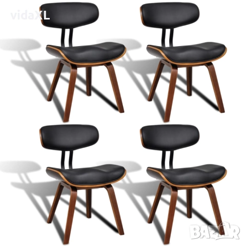 vidaXL Трапезни столове, 4 бр, извито дърво и изкуствена кожа(SKU:270550), снимка 1