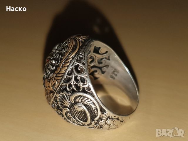 Османски военен Сребърен пръстен 925, снимка 4 - Антикварни и старинни предмети - 45845524