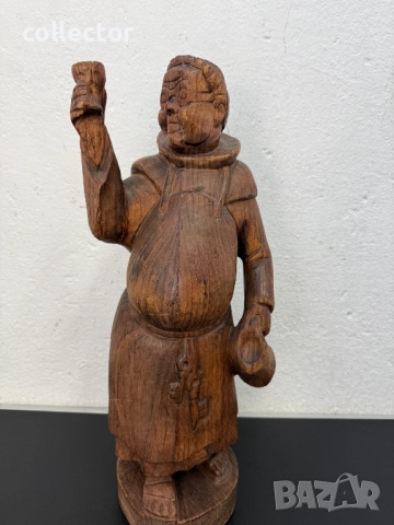 Френска ръчно резбована  статуя на пиещ монах. №7516, снимка 3 - Антикварни и старинни предмети - 52127169