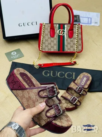 дамски чехли и чанта gucci , снимка 6 - Чанти - 46913760