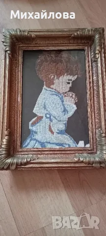 Гоблен "Молещо се момченце", снимка 4 - Гоблени - 49739878
