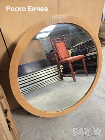 Кръгло огледало с дървена рамка 86см.., снимка 2 - Декорация за дома - 52425628