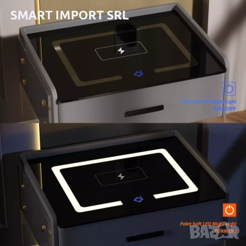 Интелигентно нощно шкафче Smart Heater Led, безжично зареждане, Bluetooth, бял, снимка 2 - Шкафове - 51999458
