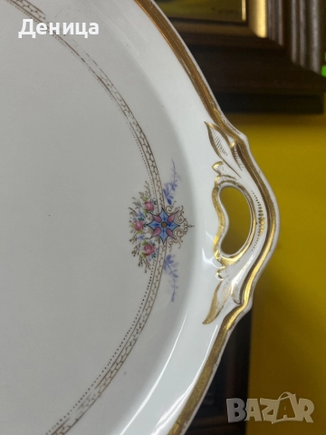 Елегантен овален поднос/  плато за сервиране Платото е с изящен златист кант , снимка 5 - Аксесоари за кухня - 52230780