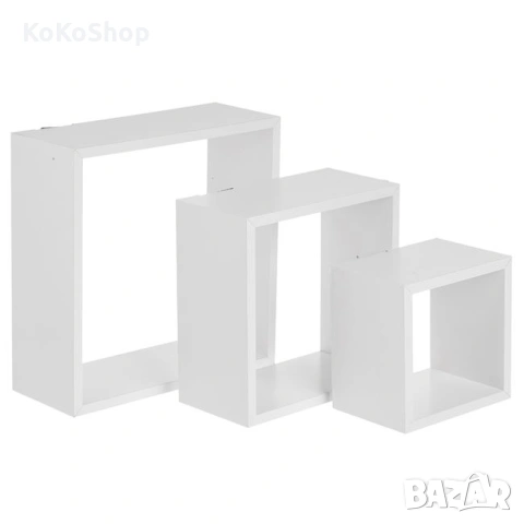 Бели квадратни етажерки/комплект квадратни етажерки, снимка 2 - Етажерки - 53056819