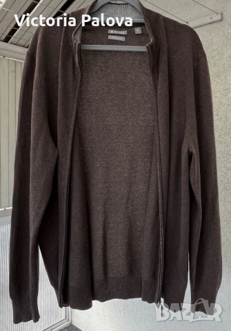 🟤 Galeria  коприна и кашмир, жилетка с цип, фин трикотаж XL, снимка 7 - Блузи - 54082727