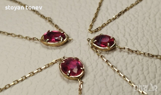 Златна верижка/гривна с естествени рубини! Уникат с многолика визия! Нов!, снимка 10 - Колиета, медальони, синджири - 48198235