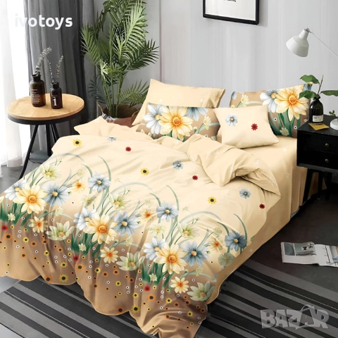 Двулицево спално бельо с ластик, 6 части - Модел WS17711, снимка 1