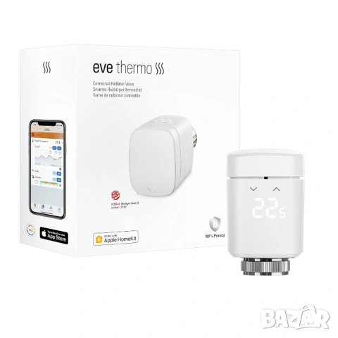 Смарт термоглава Eve с дисплей НОВ Eve Thermo (Apple Home) , снимка 2 - Радиатори - 53927970