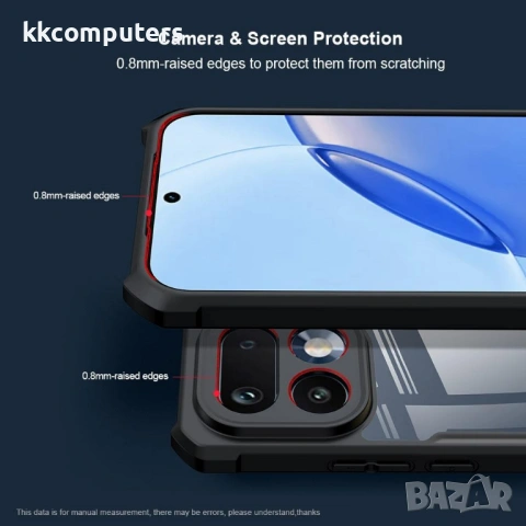 XUNDD Прозрачен Калъф за Realme 16 Pro 5G - TPU+Акрил, Airbag, 0.8mm защита, Черен, снимка 6 - Калъфи, кейсове - 54179837