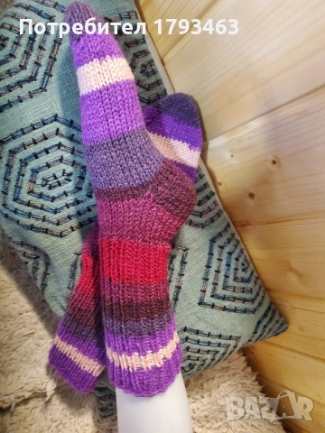 Ръчно плетени дамски чорапи, размер 38, снимка 14 - Дамски чорапи - 51487267