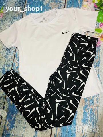 Nike дамска тениска + клин , снимка 2 - Спортни екипи - 46827109