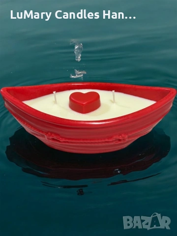 Свещ “Червена лодка със сърце”, снимка 7 - Декорация за дома - 53222983