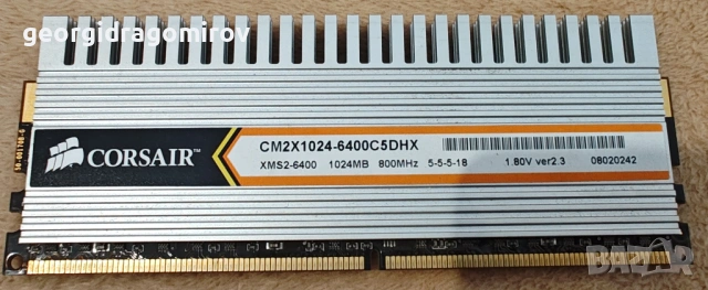 Corsair XMS2 DHX 1GB DDR2 800MHz (PC2-6400), снимка 2 - RAM памет - 54087948