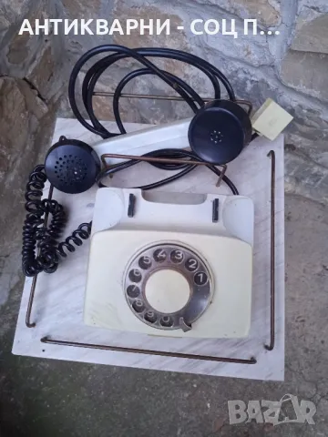 Комплект Соц Стара Мраморна Масичка Стойка С Домашен Телефон., снимка 3 - Антикварни и старинни предмети - 50074441