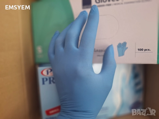  Сини нитрилни ръкавици - размер  S, Винилови ръкавици  ХЛ  калцуни, бонета, снимка 8 - Друго оборудване - 42944117