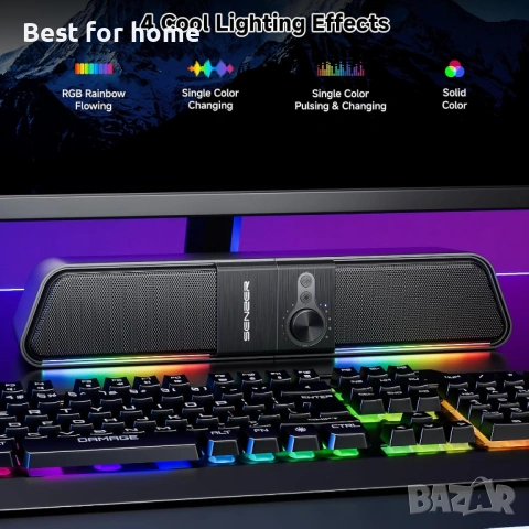 SENZER CS20 2 в 1 Bluetooth компютърни високоговорители за настолен компютър, USB Plug & Play, снимка 6 - Тонколони - 54147578