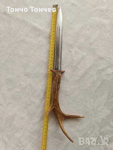 Продавам нож, направен от щик на "Манлихера" с дръжка от рог на сръндак., снимка 5 - Ножове - 52605339