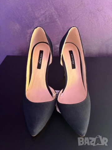 Orsay изрязани тъмно сини велурени обувки на висок ток, размер 36, снимка 3 - Дамски обувки на ток - 52319772