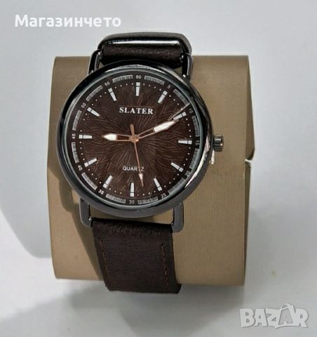 мъжки часовник с кожена каишка , снимка 2 - Мъжки - 45145585