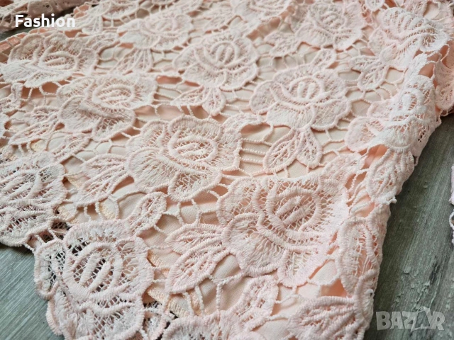 Нова дамска розова блуза / риза с красива дантела, снимка 2 - Блузи с дълъг ръкав и пуловери - 53439131