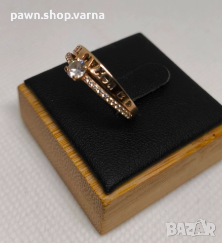 Златен пръстен с фианити – проба 585, снимка 5 - Пръстени - 52257498