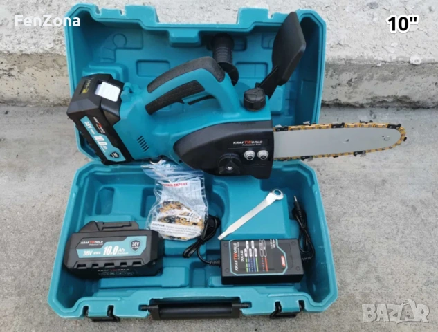 Акумулаторна резачка за дърва с маслен филтър,2х36V 10Ah,с акумулаторен верижен трион с двойна батер