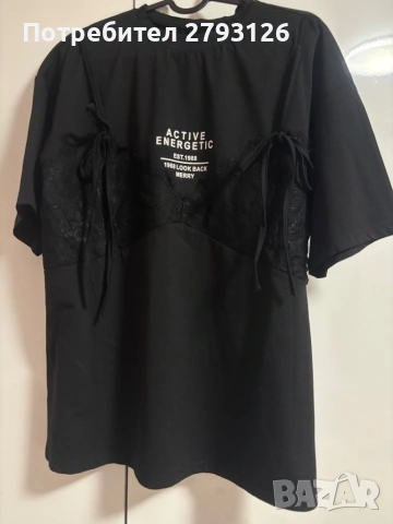 Oversize тениска с дантела , снимка 5 - Тениски - 53716208